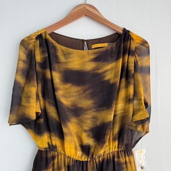 🆕 Alice + Olivia Silk Chiffon Kimono Sleeve Blouson yellow NWT size small - Picture 3 of 13